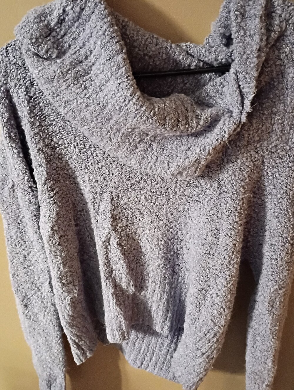Mudd Heather Gray Cowl Neck Bouclé Pullover